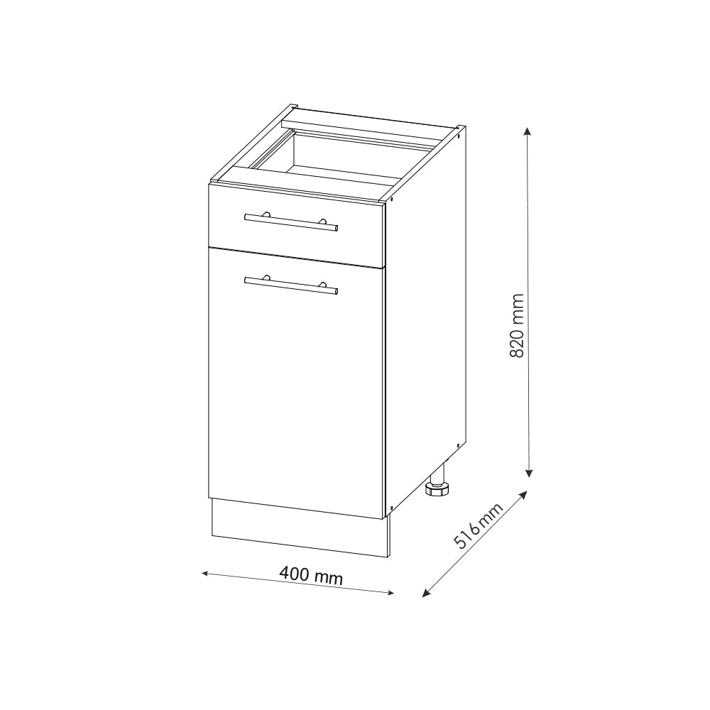 Mobiletto base per cucina Fame-Line Bordeaux lucido/Rovere dorato 40 cm, PL Marmo Vicco