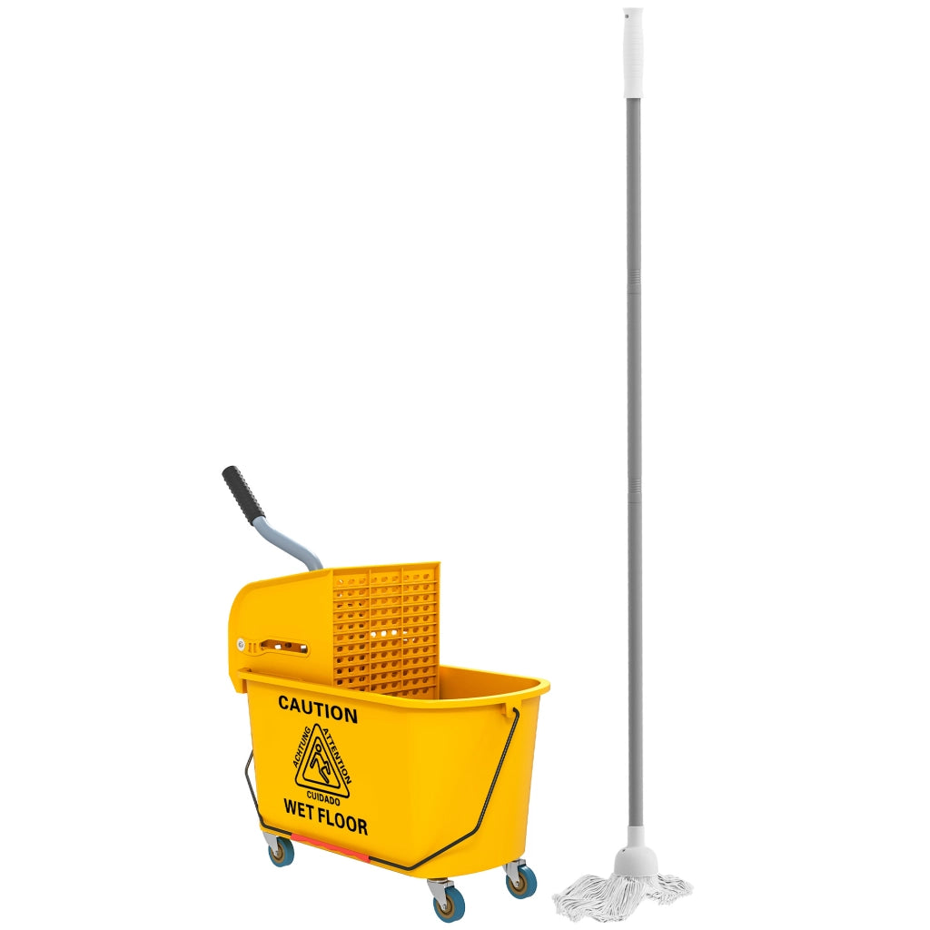 Secchio Lavapavimenti Professionale 20L con Mocio e Strizzatore Giallo