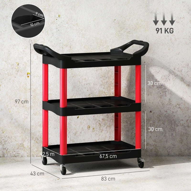 CARRELLO DA OFFICINA 83x43x97 cm Nero in plastica