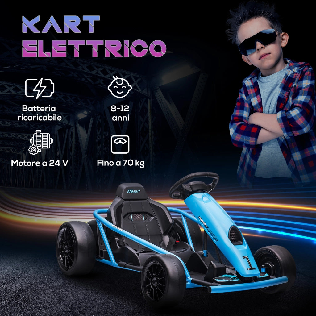 Go-Kart Elettrico per Bambini ¨C Minimal ¨C Blu e Nero 115x77x54 cm
