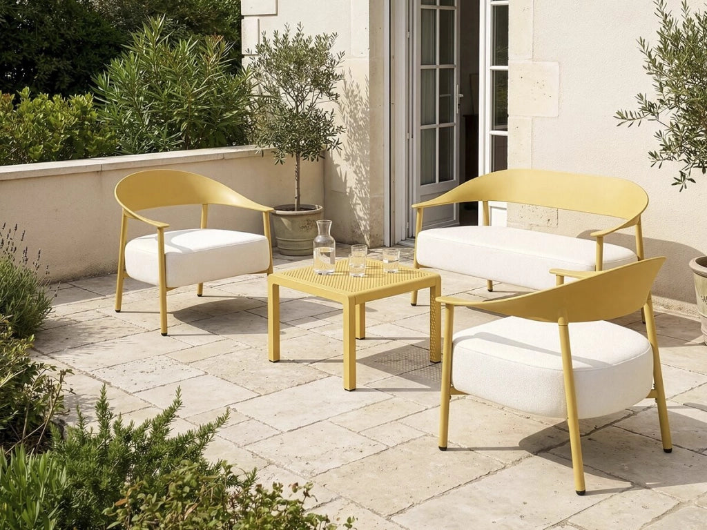 Divano da giardino in plastica e metallo "Céora" - 2 posti - Giallo