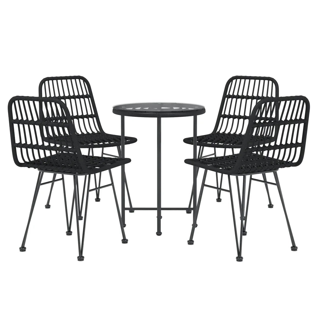 Set da Pranzo da Giardino 5 pz Nero in Polyrattan 3157840