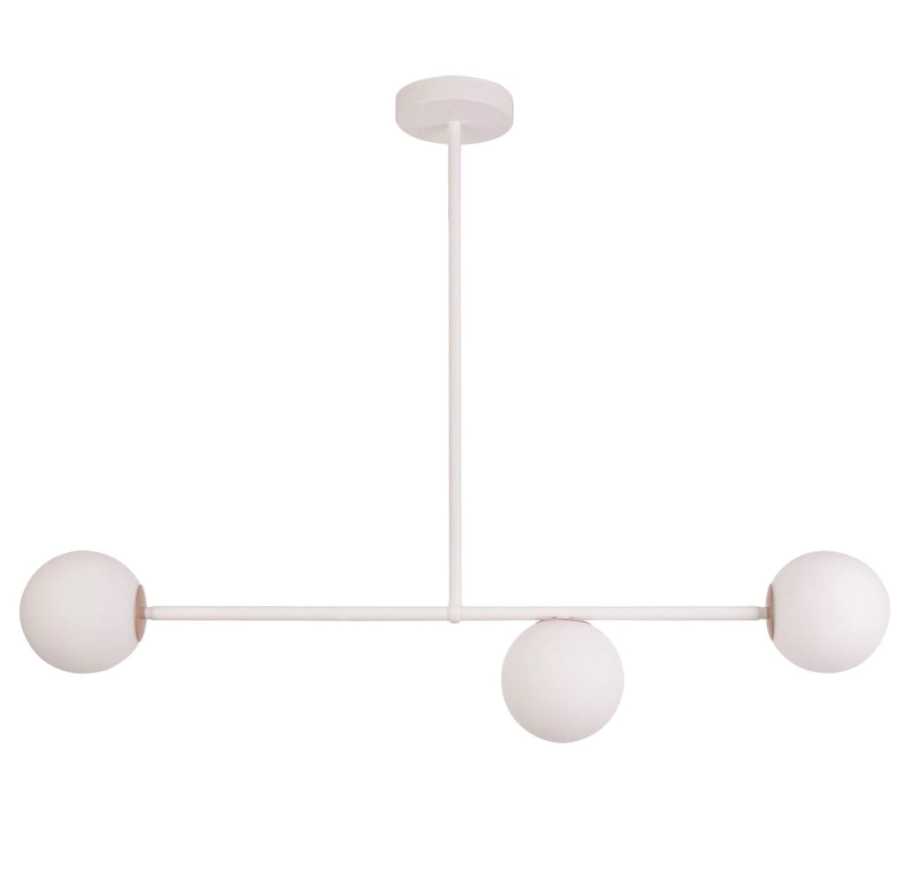 Plafoniera bianca minimal 3 globi vetro Gama G9 Sigma