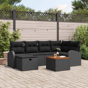Set Divano da Giardino con cuscino 7 pcs Nero Poly Rattan 3360845