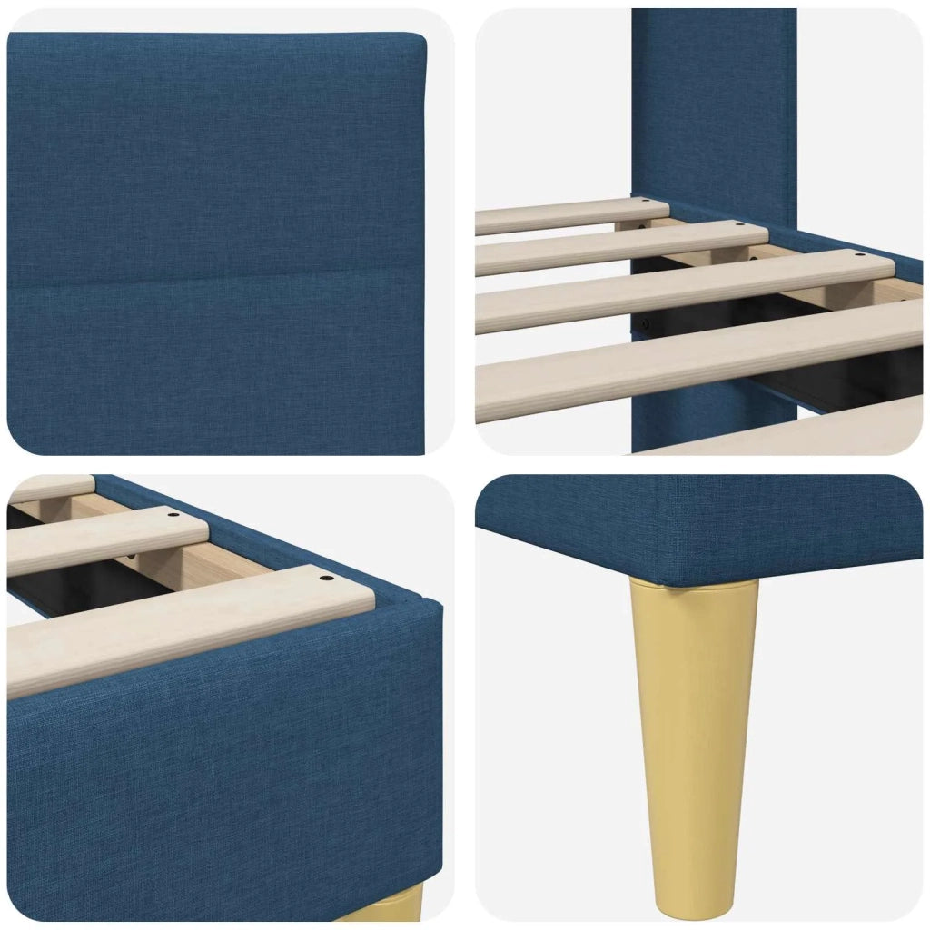 Letto matrimoniale | Letto per adulti | Struttura del letto con testiera Blu 140 x 200 cm Tessuto