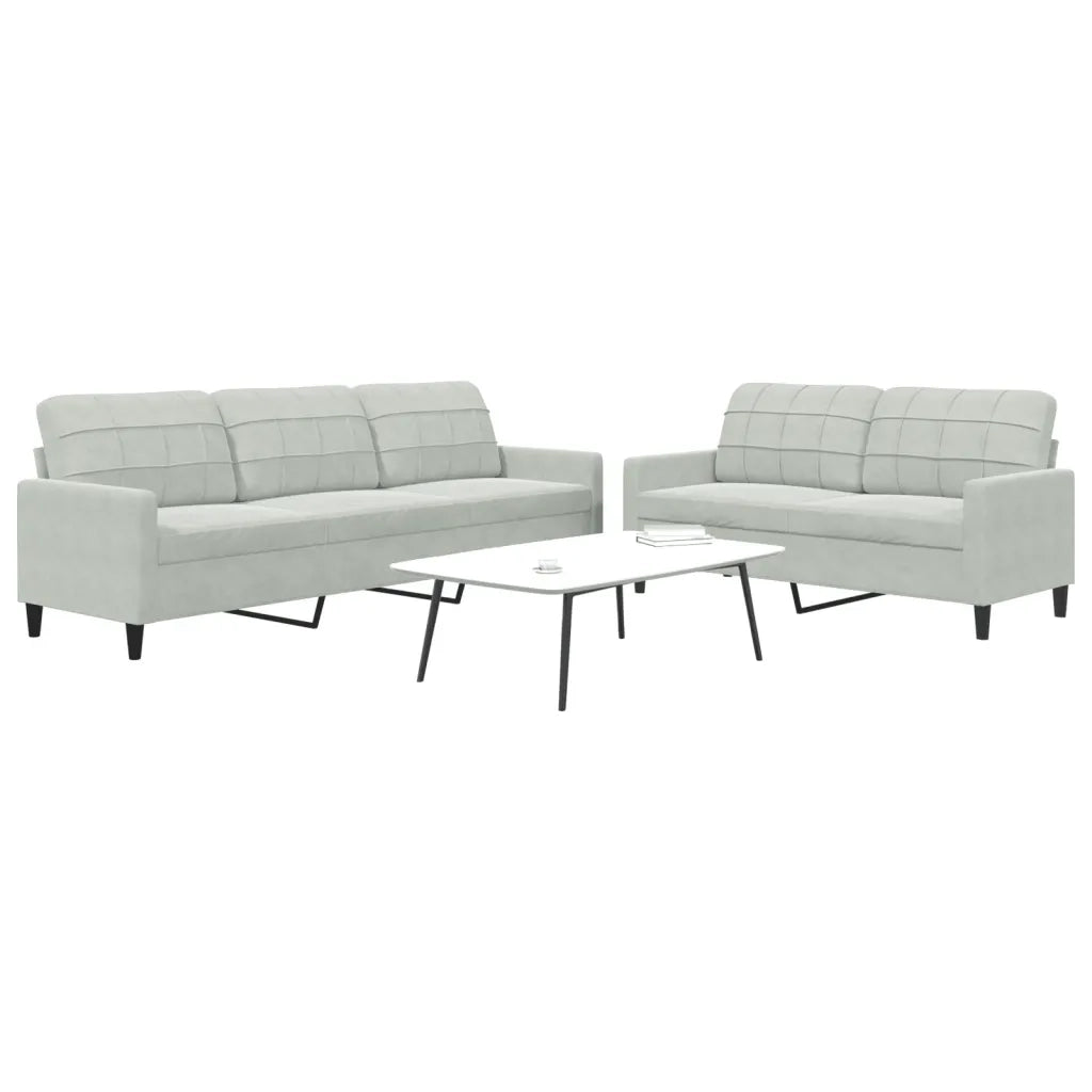 Set di Divani 2 pz con Cuscini Grigio Chiaro in Velluto 3278471