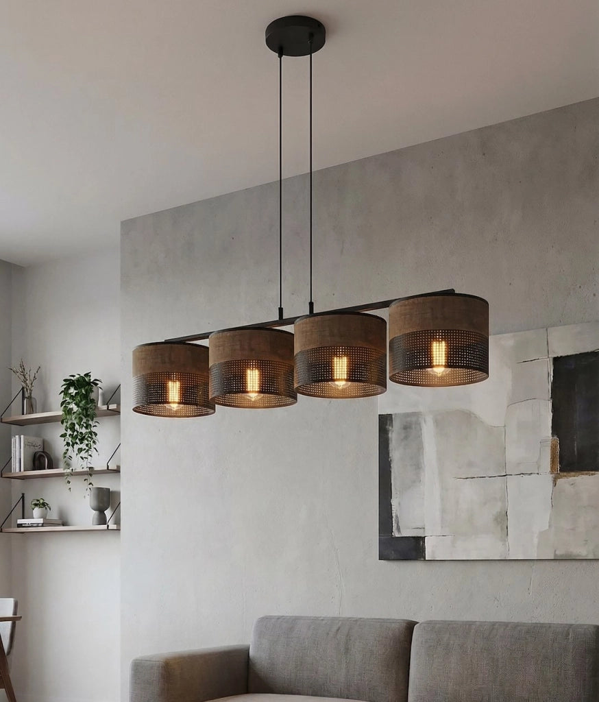 Lampada sospesa rotonda KARBON 4xE27 nero marrone Emibig