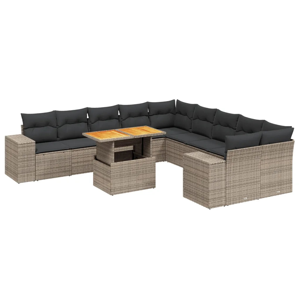 Set Divani da Giardino 11 pz con Cuscini in Polyrattan Grigio 3272831