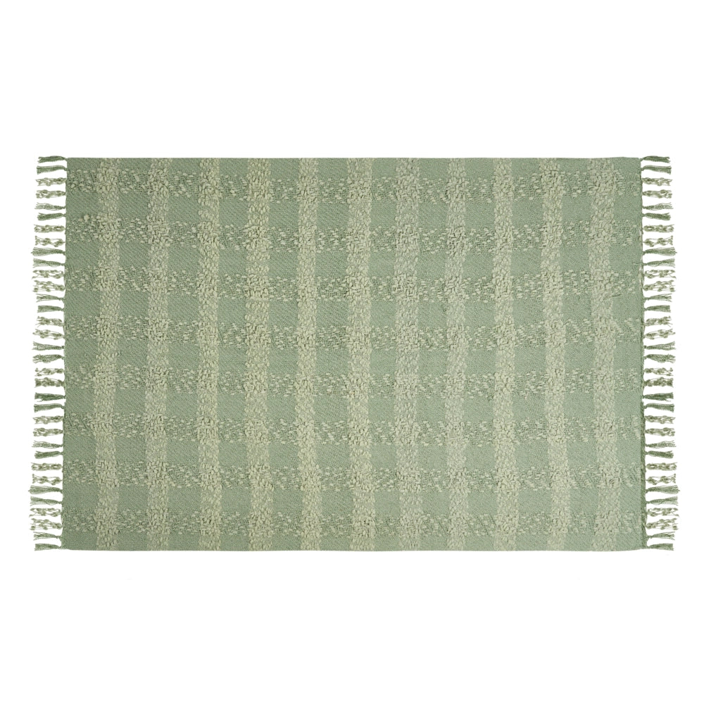 Coperta di cotone intrecciata con nappe verde 150 x 200 cm morbida classica
