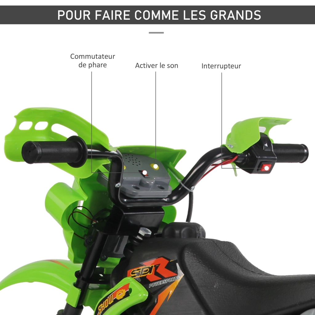 Moto Elettrica per Bambini ¨C Minimal ¨C Verde e Nero 3-6 Anni