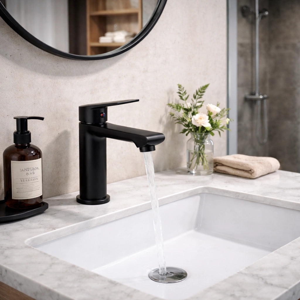 Miscelatore Rubinetto Lavabo Bagno Nero Opaco Miscelatore Monocomando 94007