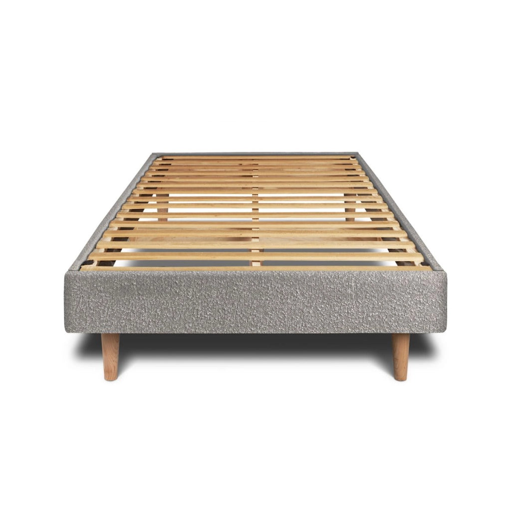 Letto 90x200 cm con testata imbottita - tessuto bouclé