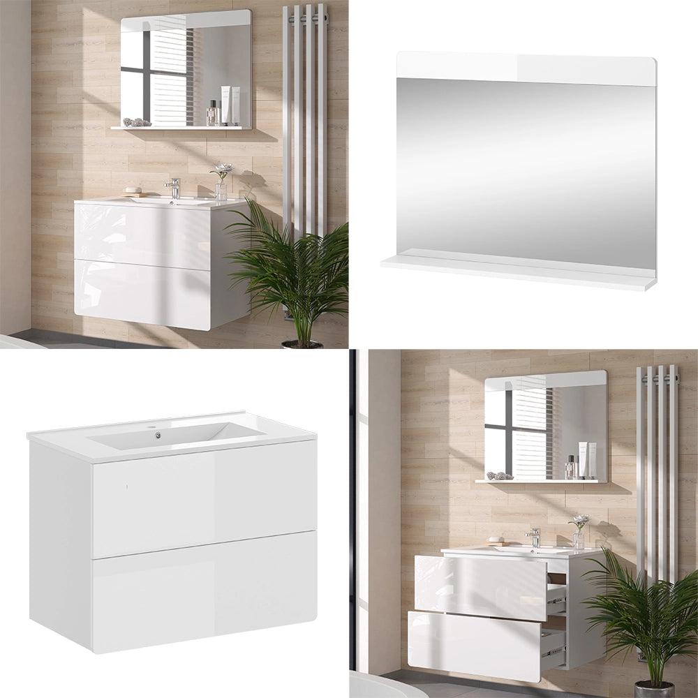 Vicco Set di mobili da bagno Bianco lucido 3 parti