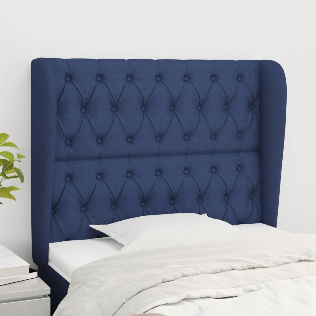 Testiera | Testata ad Orecchio Blu 93x23x118/128 cm in Tessuto