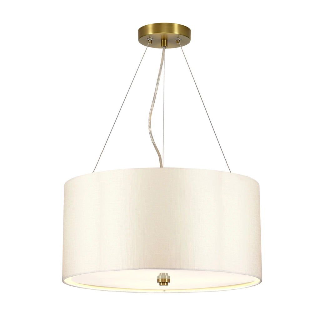 Lampada sospensione Pearce bianca ottone anticato Ø46 3xE27