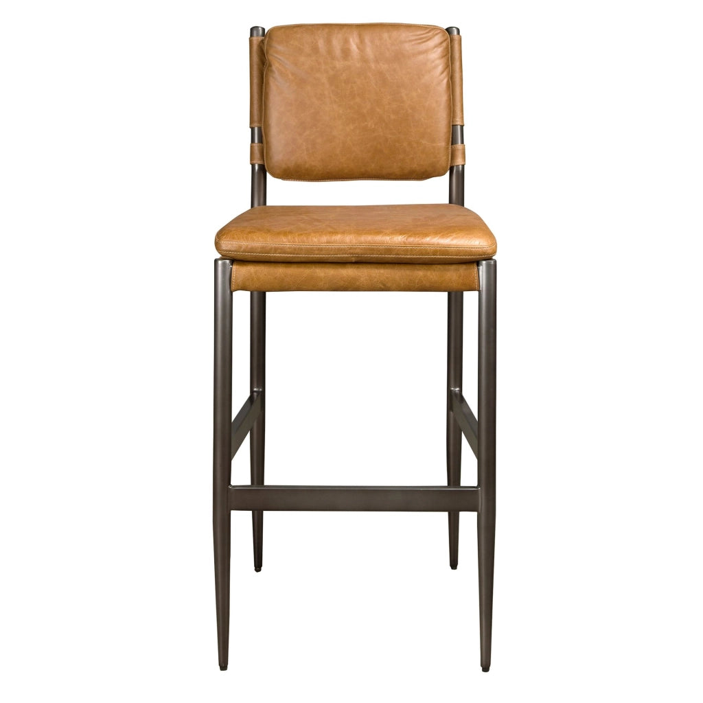 Sgabello in pelle marrone