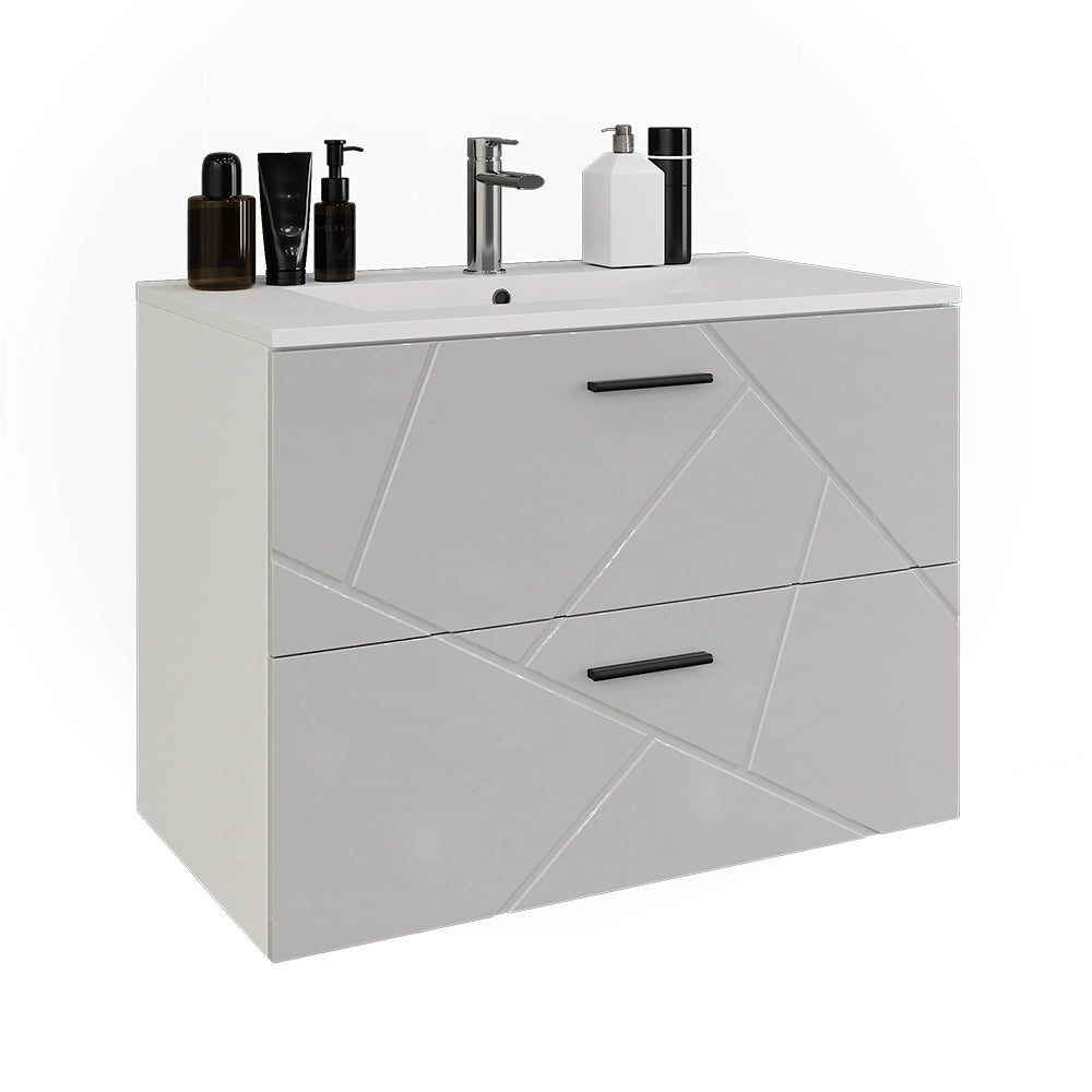 Vicco Set di mobili da bagno Bianco/bianco lucido 2 parti