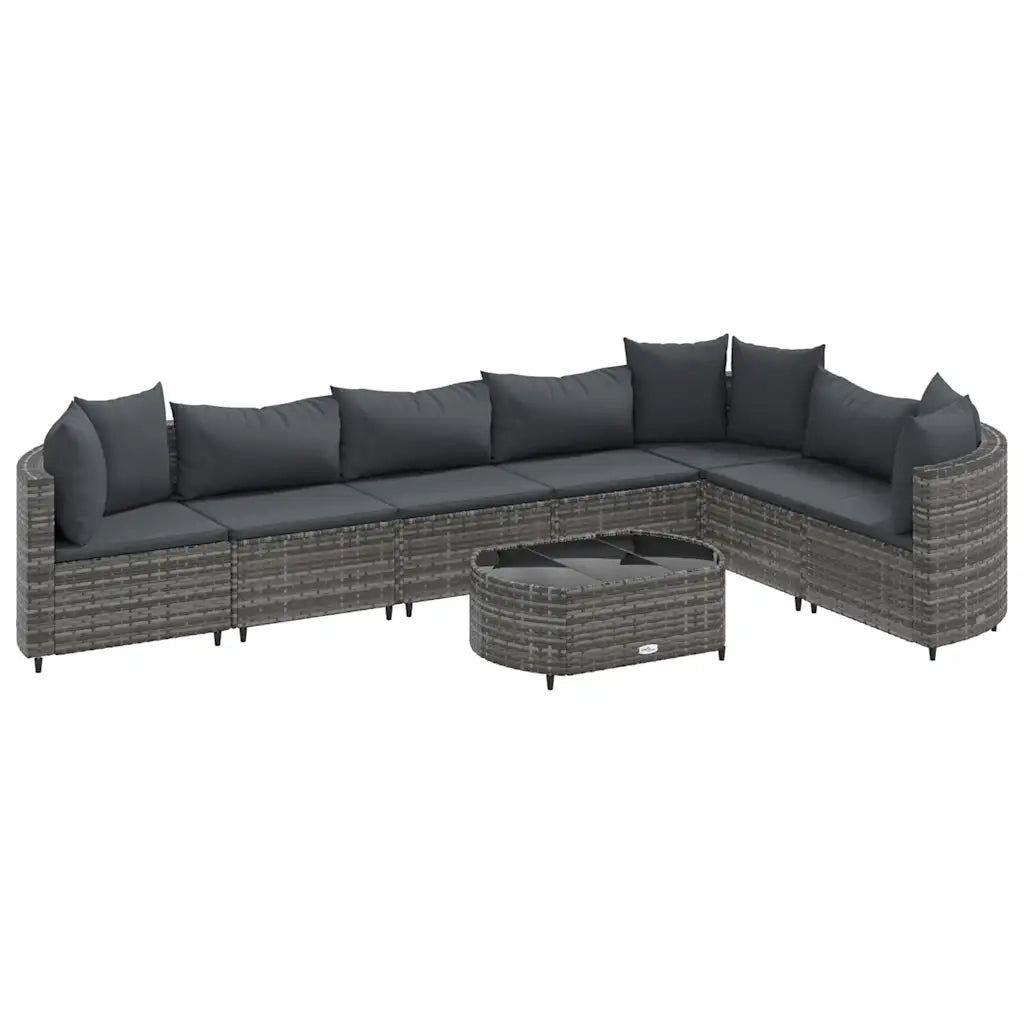 Set Divano da Giardino 8 pz con Cuscini Grigio in Polyrattan 3308386