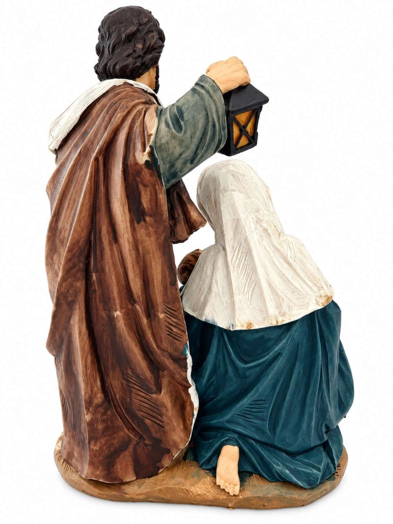 Natività Natalizia in Resina Sacra Famiglia con Giuseppe Maria e Gesù 24 cm