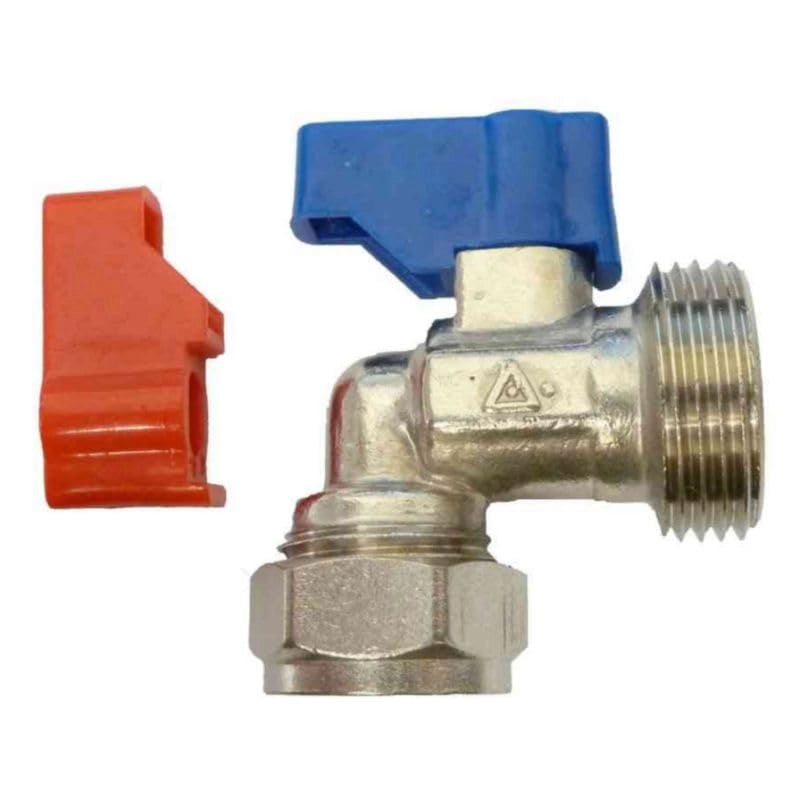 Valvola a sfera da 15 mm x 3/4 di pollice per lavatrice, cromata