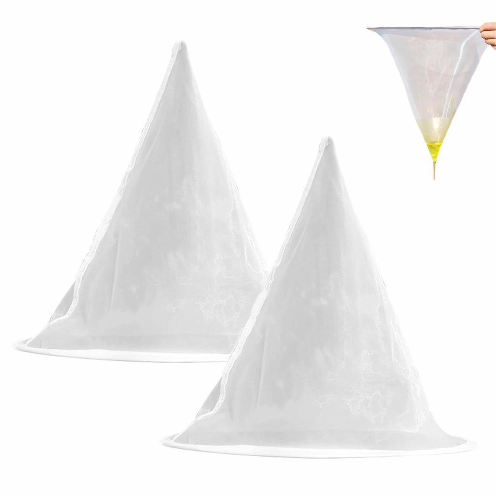Filtro a rete per miele, confezione da 2 pezzi, in nylon, dimensioni 35 x 36 cm, colore bianco, forma conica