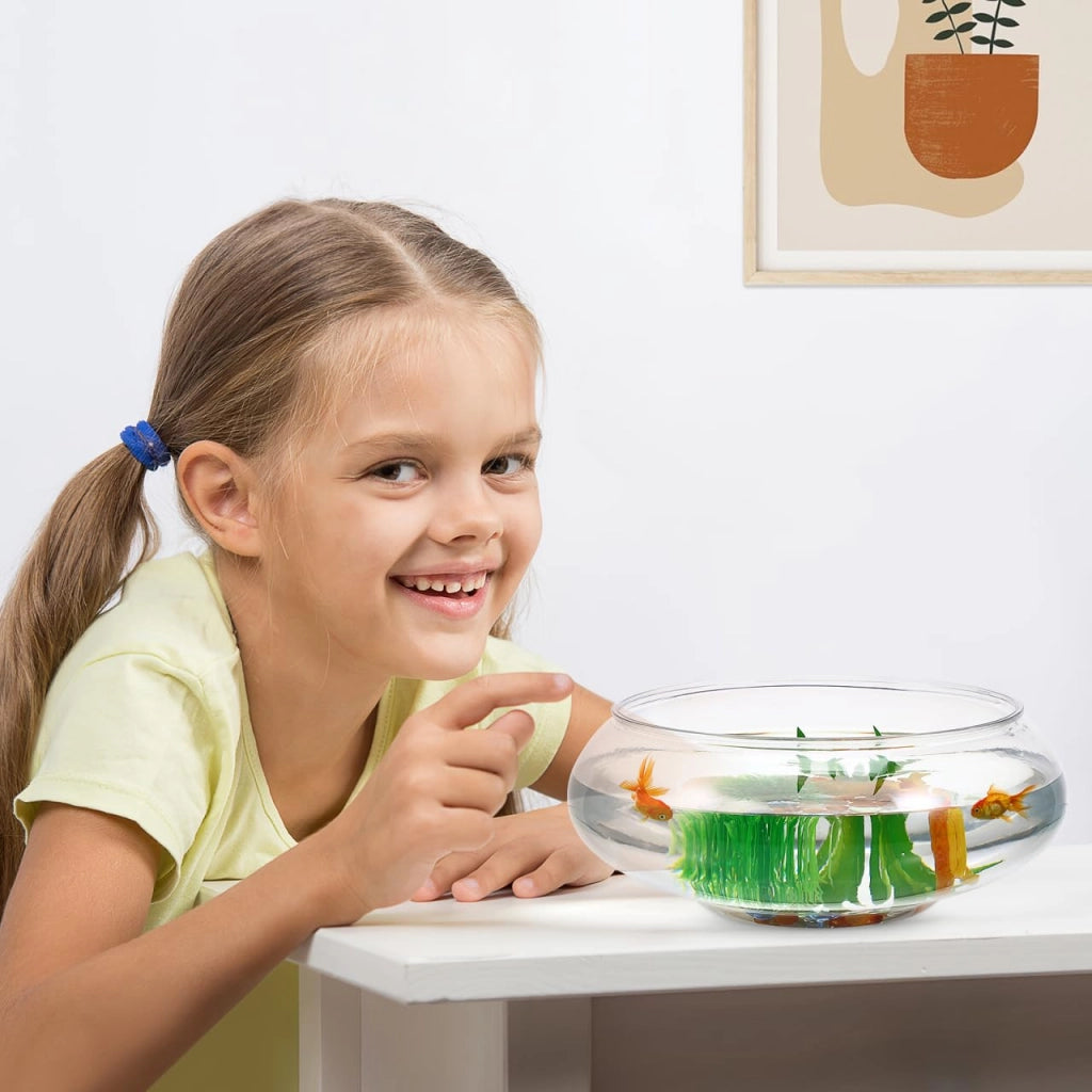 Vaso in vetro, ciotola rotonda con bordo largo, terrario, idrocoltura, contenitore per fiori, vaso per pesci, decorazione da tavolo