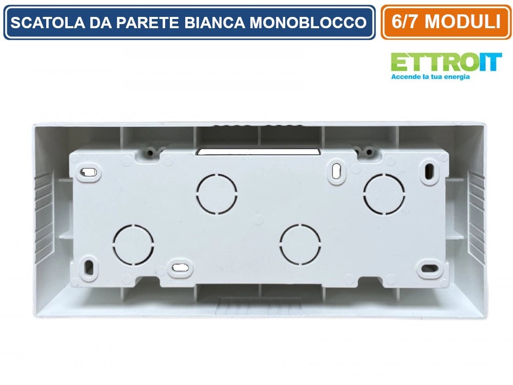 CASSETTA MODULARE DA PARETE MONOBLOCCO 6/7 POSTI BIANCA IP40 - ETTROIT