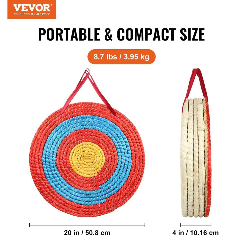 Bersaglio da tiro con l'arco in paglia a 5 strati JP-05 diametro 50,8 cm spessore 10,16 cm portatile e resistente per interno ed esterno