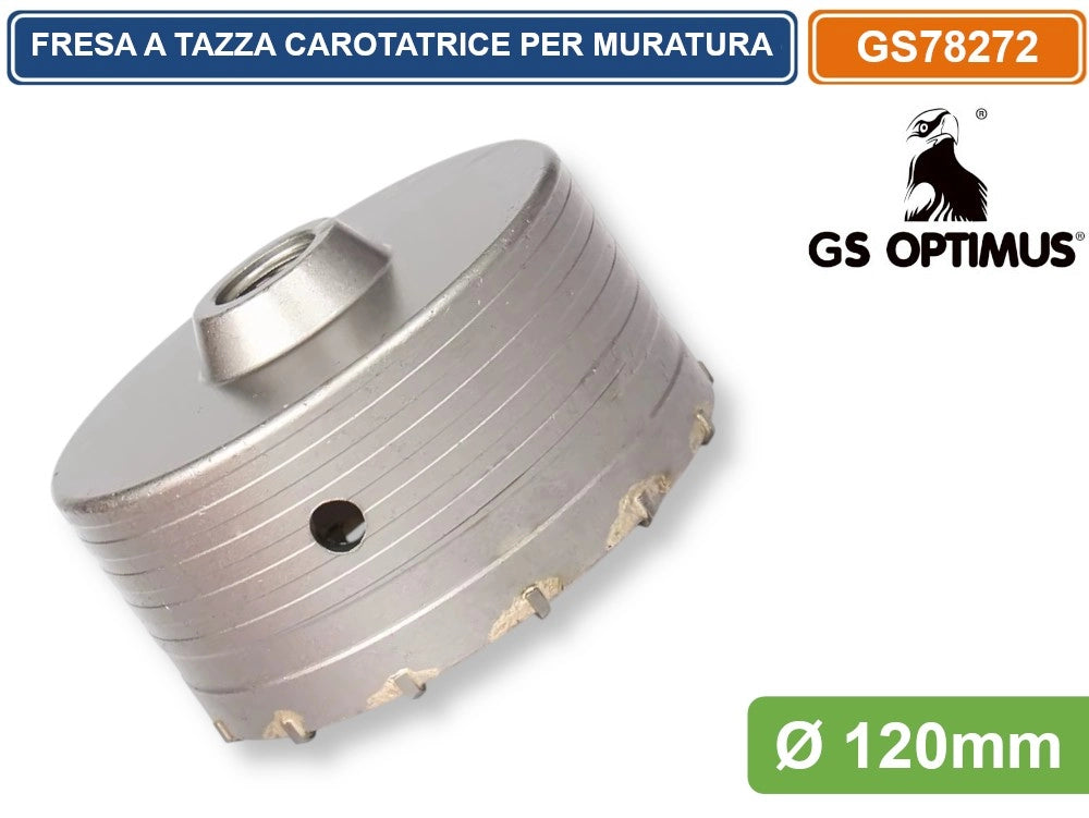GS OPTIMUS GS78272 FRESA PERFORATRICE A TAZZA Ø 120MM M22 PER PIETRA CEMENTO CALCESTRUZZO