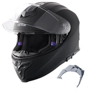 Casco da Moto Integrale WLT-169 in ABS Nero con Slot Bluetooth e Doppia Lente, Casco Motocross Resistente Taglia M 57-58 cm