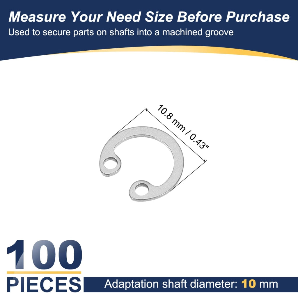 100 fascette di sicurezza a clip, diametro interno 10 mm, acciaio inossidabile 304