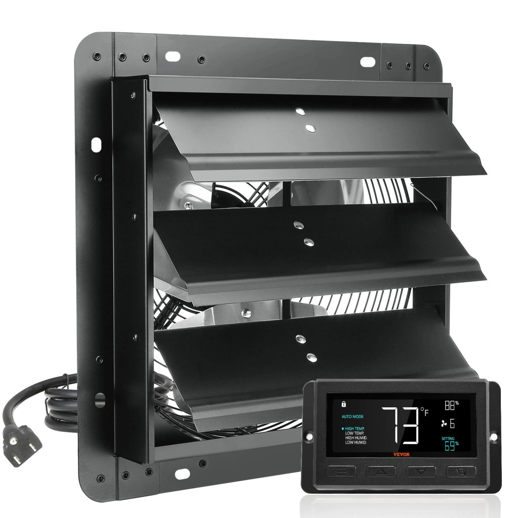 EF-12-ECG Ventilatore di Scarico con Serranda, Nero, Motore EC, 1500 m³/h, 305 mm, Montaggio a Parete, Velocità Variabile, per Serre e Garage