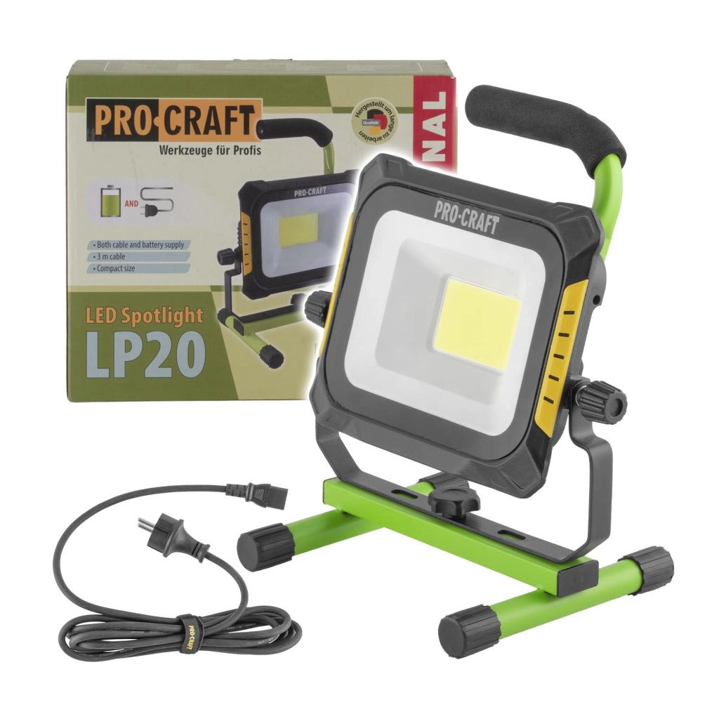 Faro LED a batteria e rete 220V Procraft LP20, 20 W, 6000 K, senza batteria