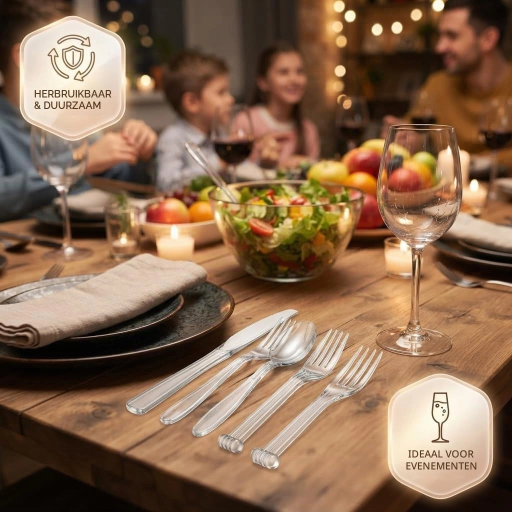 Set di posate riutilizzabili, 250 pezzi, composto da forchette e cucchiai