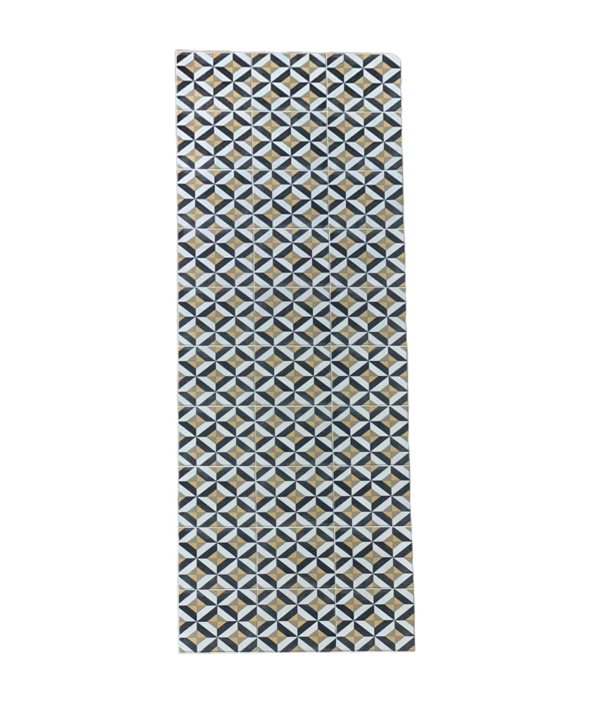 Tappeto in vinile, motivo geometrico a rombi, 60x200 cm, grigio chiaro