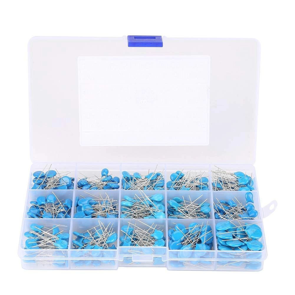 Set di condensatori ceramici, 450 pezzi, 15 valori (da 100 pF a 10000 pF), 3 kV, fornito in confezione