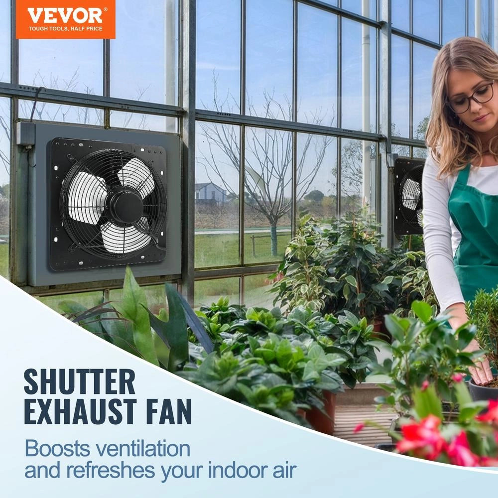 EF-12-ECG Ventilatore di Scarico con Serranda, Nero, Motore EC, 1500 m³/h, 305 mm, Montaggio a Parete, Velocità Variabile, per Serre e Garage