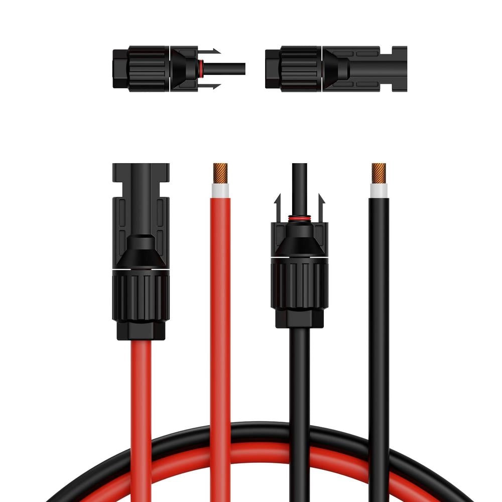 Cavo di Prolunga per Pannello Solare 15,24 m 10 AWG 6mm² 2 Pezzi, Rame Impermeabile IP67 per Impianto Fotovoltaico Fai da Te