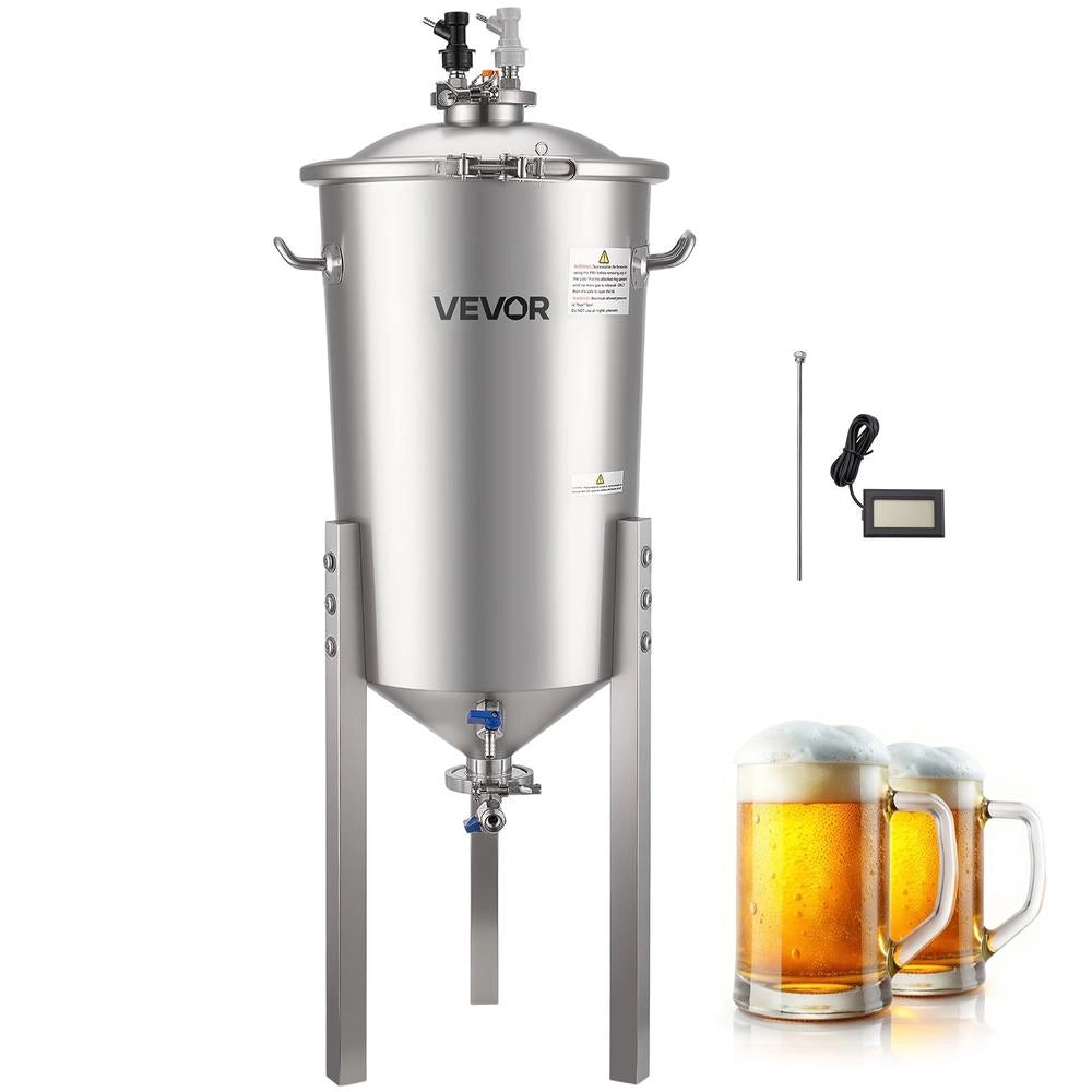 Serbatoio di Fermentazione Conico 30 L DM-NF350-B in Acciaio Inox 304 per Birra con Termometro Robusto per Fai da Te