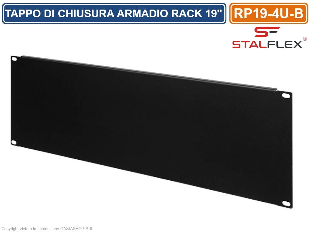 TAPPO DI CHIUSURA PANNELLO CIECO 4U PER SPAZI VUOTI IDONEO PER ARMADI RACK 19"
