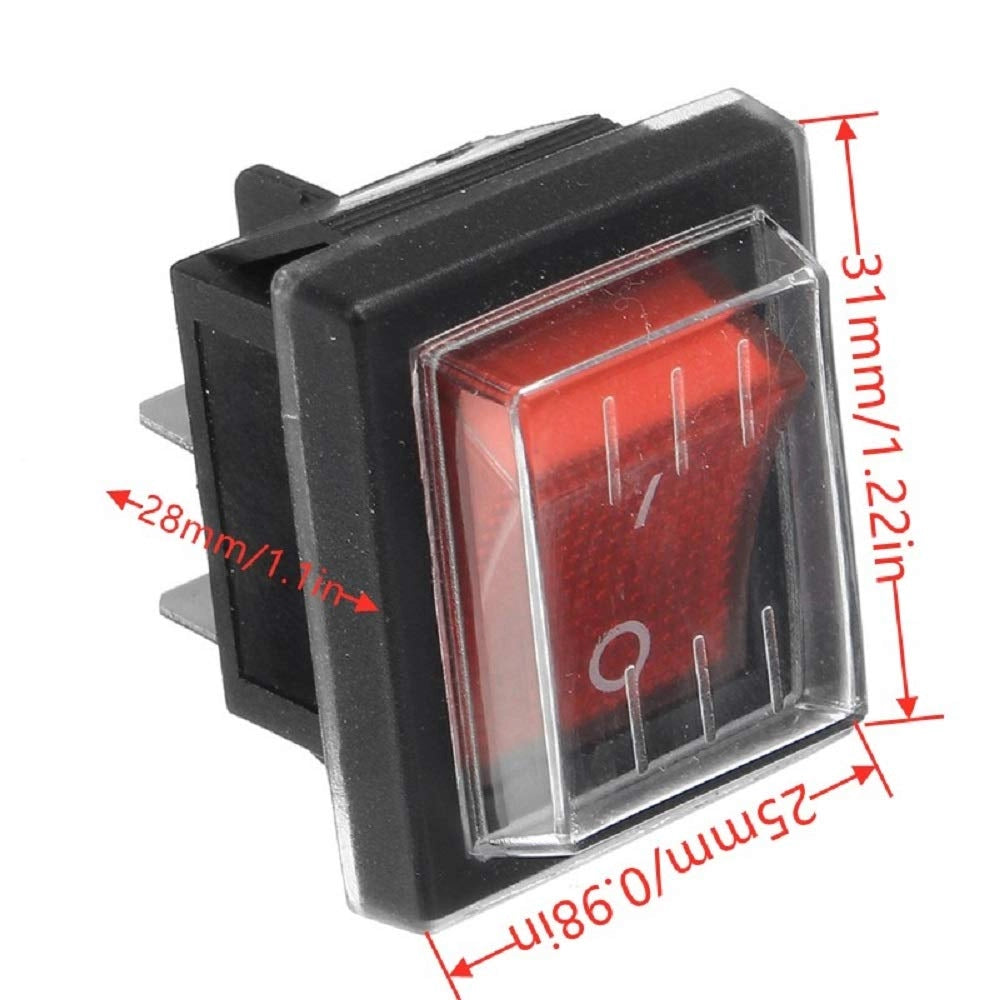 Quattro interruttori a pulsante, a 4 poli, con luce rossa, 250V 16A, impermeabili