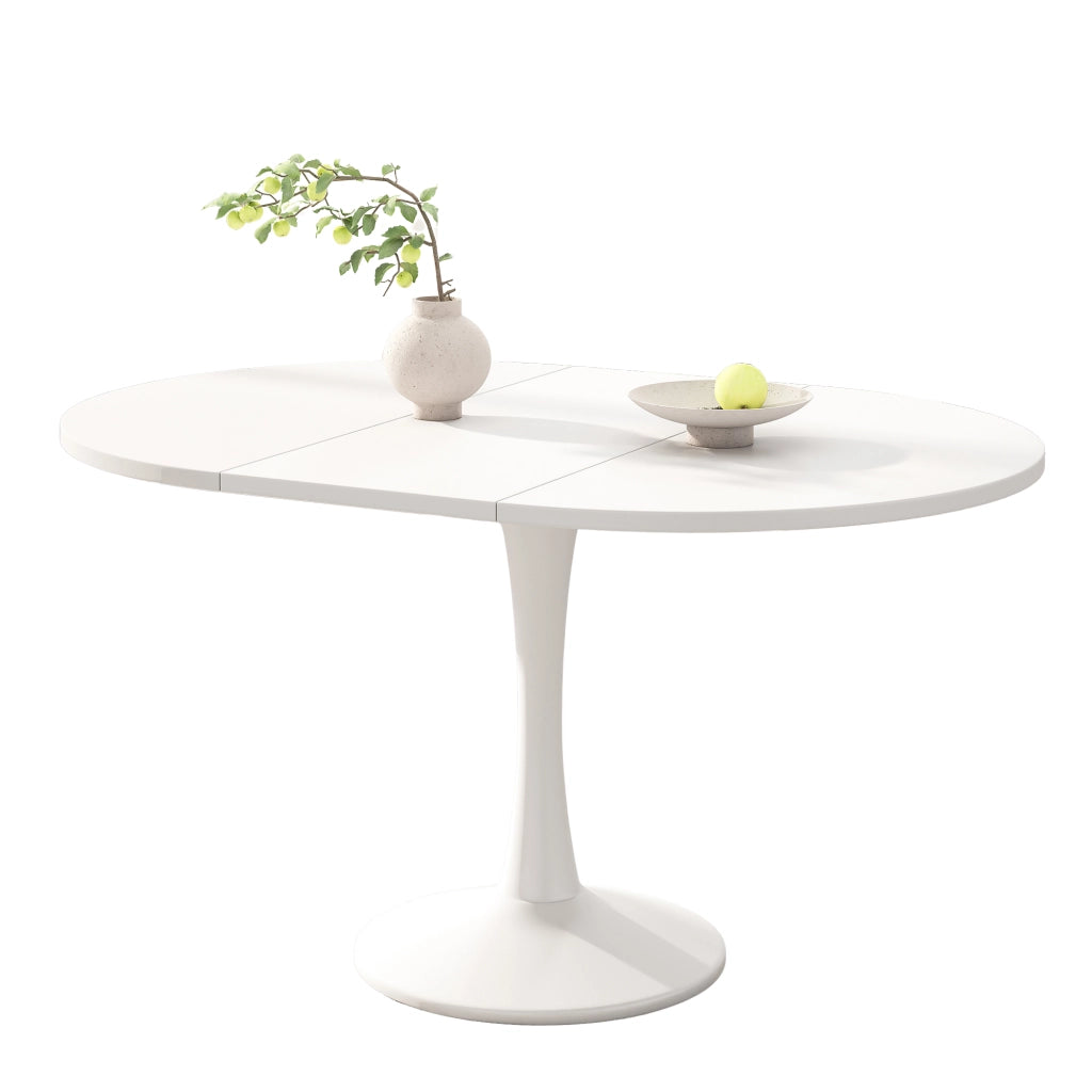 Tavolo da pranzo ovale bianco allungabile 100-140 cm