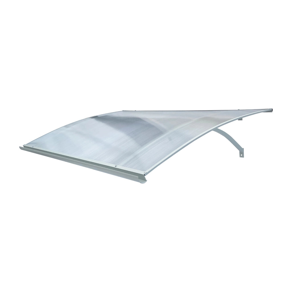 Tettoia per porta in alluminio STARKEDACH L-160 curva 160x100 cm, telaio grigio chiaro RAL 7035, policarbonato alveolare 6 mm trasparente