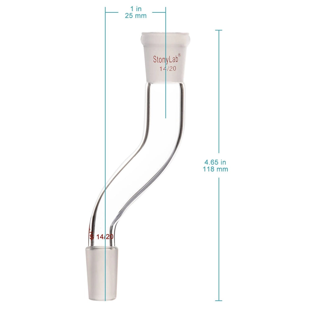 Adattatore di compensazione in vetro borosilicato, 14/20, con uno sfasamento di 40 mm, per distillazioni di laboratorio