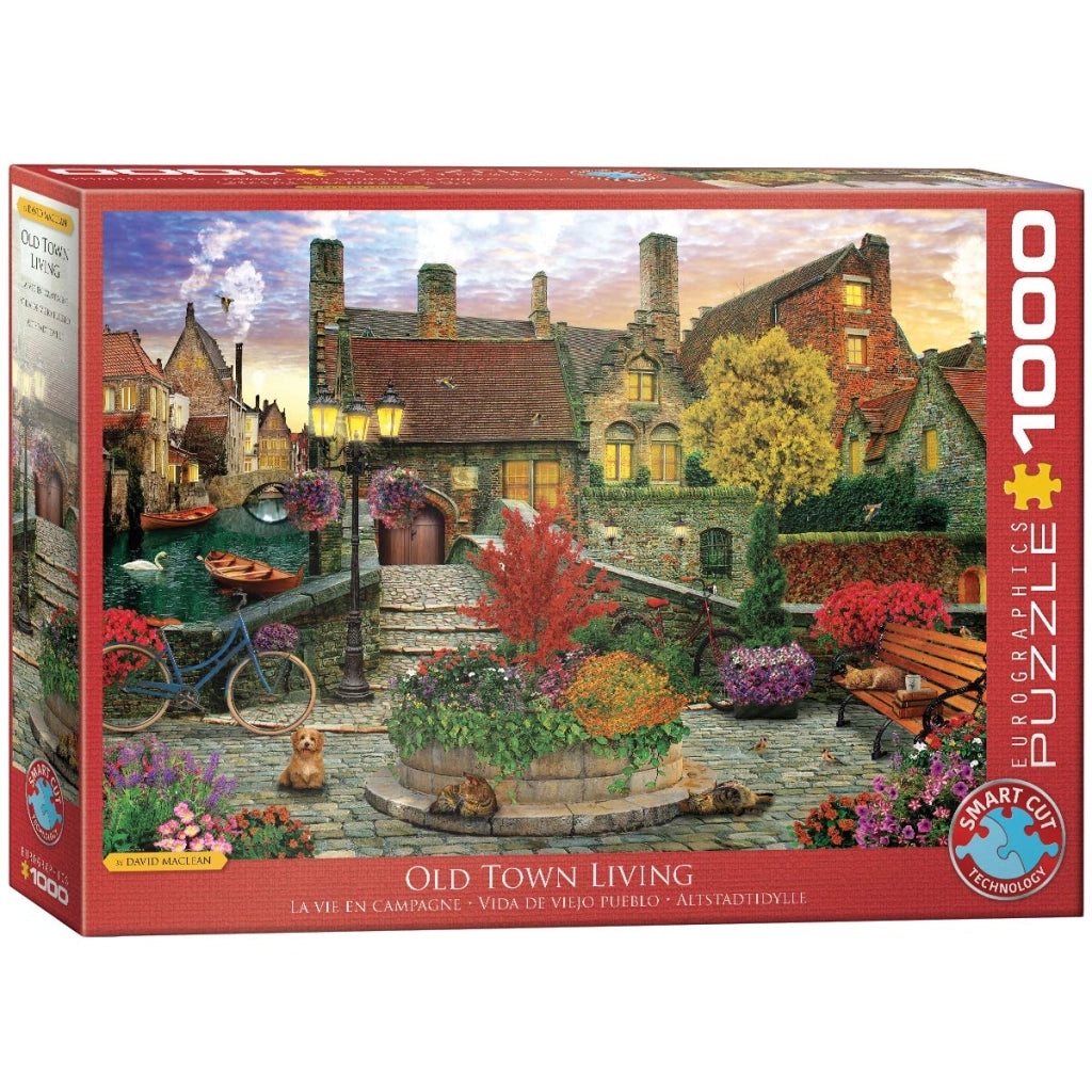 Puzzle raffigurante un'abitazione nella città vecchia, 1000 pezzi, dimensioni 48 x 68 cm, realizzato in cartone