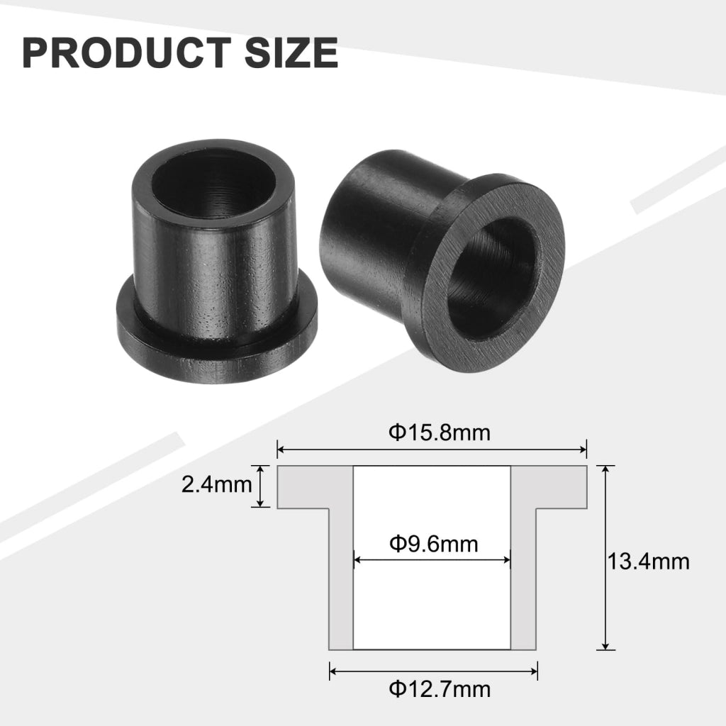 12 boccole a flangia in nylon, dimensioni 9,6 x 12,7 x 13,4 mm, colore nero