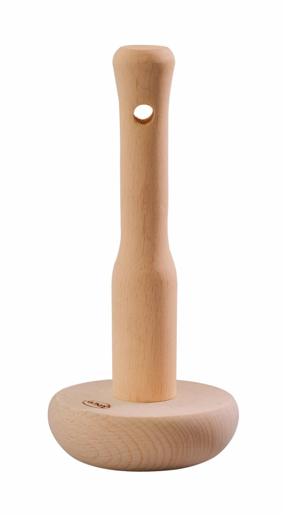 Schiacciapatate rotonda da 22 cm, realizzata in legno di faggio massello