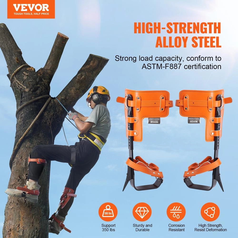 Set ramponi per arrampicata su alberi in lega di acciaio arancione regolabile con imbracatura carico 158,75 kg ROPE-G-006