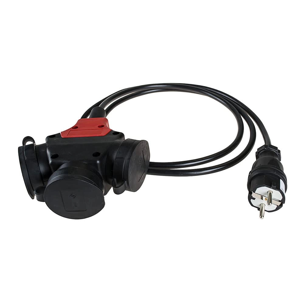 Triplo aeratore in gomma nera, connettore da 4,8 mm e cavo T/TL da 2 m, 5586COB, ideale per connessioni sicure e durevoli. Robusto e flessibile per l'uso esterno.