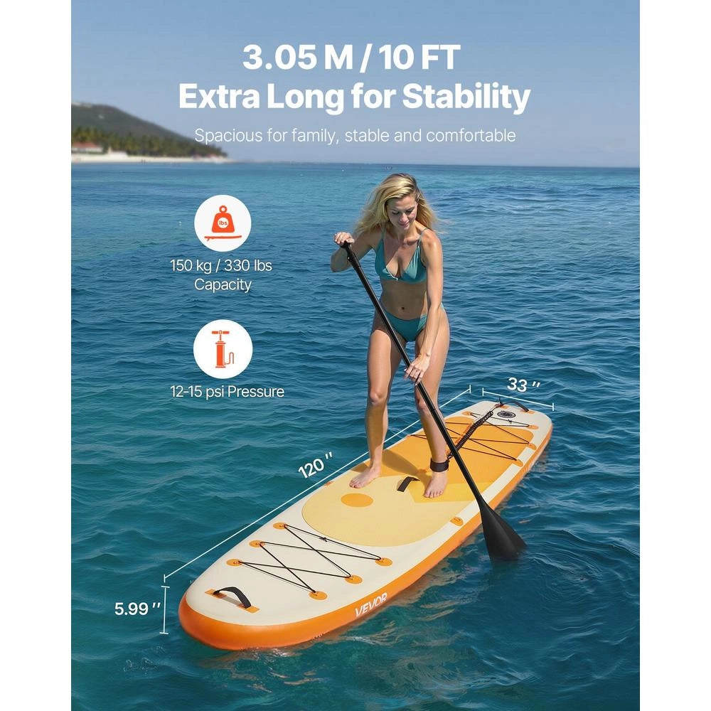 SUP-305 Tavola da Paddle Gonfiabile Stand Up SUP 304,8 x 83,8 x 15,2 cm con Pompa Pagaia Zaino e Accessori Ponte Antiscivolo Portatile